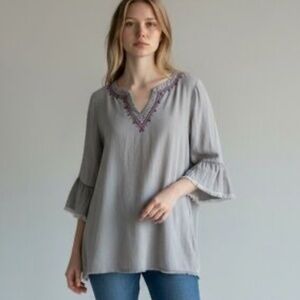 Standard Grace Cold Shoulder Embroidered Tunic